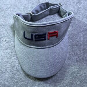 New Era USA Golf Visor Cap Gray Adjustable Strap Embroidered Logo